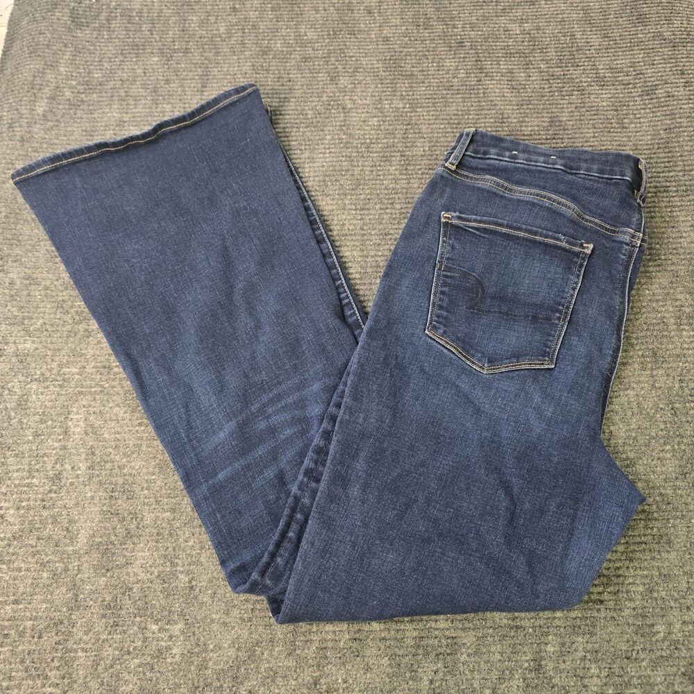 American Eagle Curvy Super High Rise Flare Jeans 12 Short Stretch Denim 31 X 31